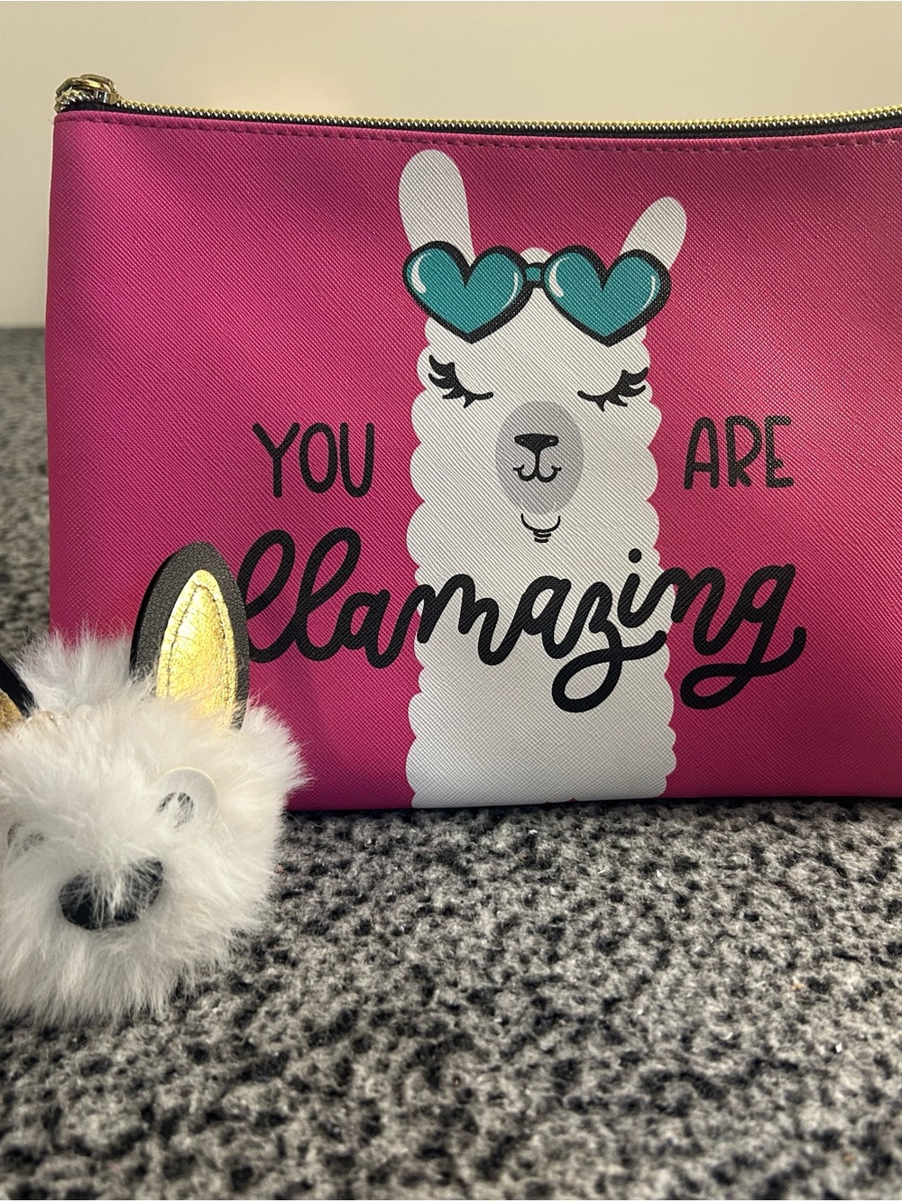 Pink 'You Are Llamazing' Cosmetic Pouch